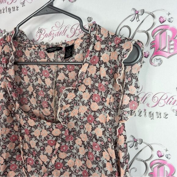 American Eagle Outfitters tank top milkmaid style Pink Floral Blouse - Picture 4 of 7